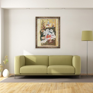 Tablou inramat - Scoala Persana - Scene de vanatoare din Cartea iubirii, 60 x 80 cm - Img 2