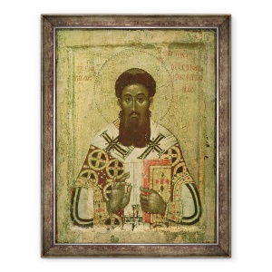 Tablou inramat - Scoala Rusa - Icoana Sfantului Grigorie 335-390 Arhiepiscop de Salonic, 70 x 90 cm