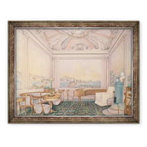 Tablou inramat - Scoala Rusa - Interiorul salii de primire intr-un conac, 60 x 80 cm