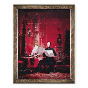 Tablou inramat - Scoala Rusa - tarevici Alexandru 1818-81 si sotia sa Maria Alexandrovna, 70 x 90 cm
