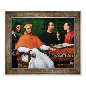 Tablou inramat - Sebastiano del Piombo - Cardinalul Bandinello Sauli, secretarul sau si doi geografi, 50 x 60 cm