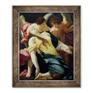 Tablou inramat - Simon Vouet - Maria Magdalena Purtata de ingeri, 50 x 60 cm