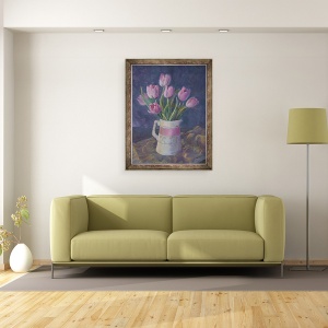 Tablou inramat - Sue Wales - Lalele roz, 60 x 80 cm - Img 2