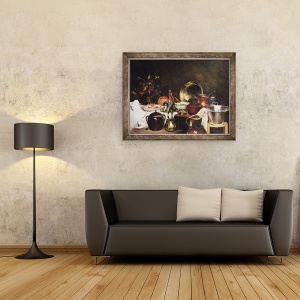 Tablou inramat - Theodore Charles Ange Coquelin - Natura moarta, 60 x 80 cm - Img 2