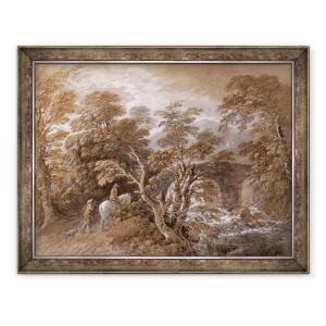 Tablou inramat - Thomas Gainsborough - O piscina Woodland cu pietre si plante, 60 x 80 cm