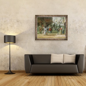 Tablou inramat - Thomas Naudet - Place de lApport-Paris in fata Grand-Chatelet, detaliu de oameni din partea stanga, 60 x 80 cm - Img 2