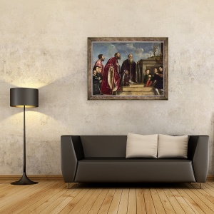 Tablou inramat - Titian - Familia Vendramin, 70 x 90 cm - Img 2