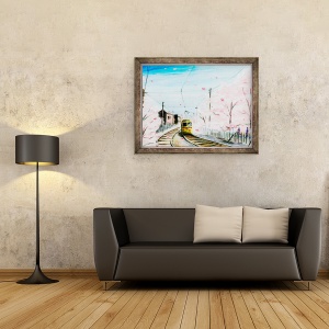 Tablou inramat - Tomoko FURUYA - Tramvai in Flori de Cires, 2015, 60 x 80 cm - Img 2