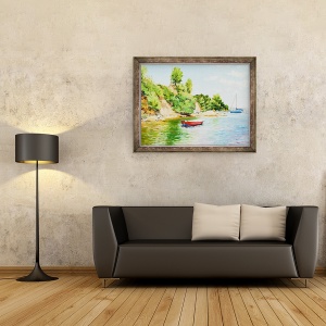 Tablou inramat - Tony Fandino - Barci la Skiathos II, 60 x 80 cm - Img 2