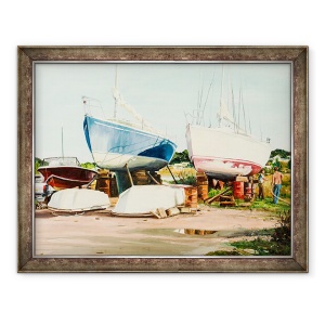 Tablou inramat - Tony Fandino - Barci la Skiathos V, 70 x 90 cm