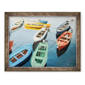 Tablou inramat - Tony Fandino - Barci luminoase la La Coruna, 70 x 90 cm