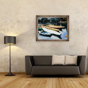 Tablou inramat - Tony Fandino - Barci pe Tamisa I, 70 x 90 cm - Img 2