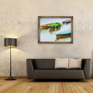 Tablou inramat - Tony Fandino - Barci pe Tamisa III, 60 x 80 cm - Img 2