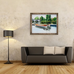 Tablou inramat - Tony Fandino - Barci pe Tamisa VIII, 60 x 80 cm - Img 2