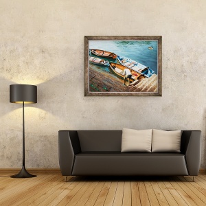 Tablou inramat - Tony Fandino - Omul care lucreaza la barca II, 70 x 90 cm - Img 2