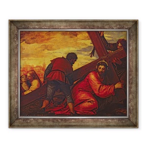 Tablou inramat - Veronese - Hristos se scufunda sub greutatea crucii, 50 x 60 cm