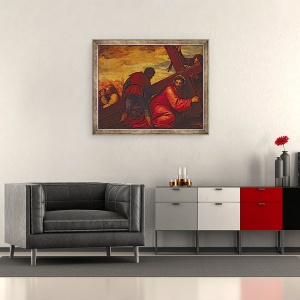 Tablou inramat - Veronese - Hristos se scufunda sub greutatea crucii, 50 x 60 cm - Img 2