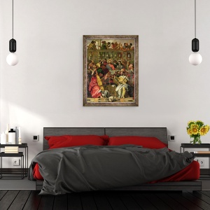 Tablou inramat - Veronese - Sarbatoarea casatoriei de la Cana, detaliu al lui Hristos si muzicieni, 70 x 90 cm - Img 3