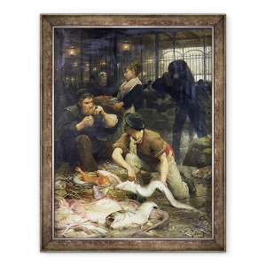 Tablou inramat - Victor Gabriel Gilbert - Piata de peste in dimineata, 70 x 90 cm