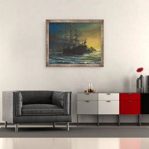 Tablou inramat - Vincent Alexander Booth - Nava Clipper in portul 1860, 1991, 50 x 60 cm - Img 2
