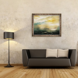Tablou inramat - Vincent Alexander Booth - Zori inainte de zorii dezastrului HMS Hood 1941, 2012, 60 x 80 cm - Img 2