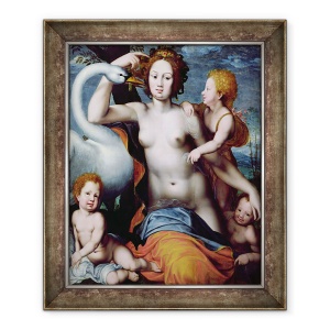Tablou inramat - Vincent Sellaer - Leda si Lebada, 70 x 85 cm