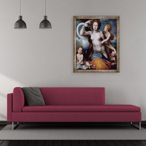 Tablou inramat - Vincent Sellaer - Leda si Lebada, 70 x 85 cm - Img 2