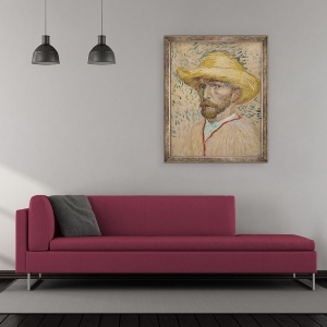 Tablou inramat - Vincent van Gogh - Autoportret cu palarie de paie, 50 x 60 cm - Img 2