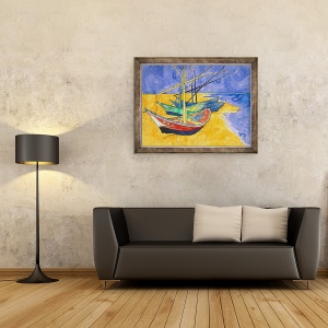 Tablou inramat - Vincent van Gogh - Barci de pescuit pe plaja de la Saintes-Maries-de-la-Mer, 70 x 90 cm - Img 2
