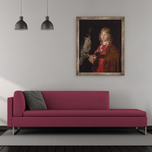 Tablou inramat - Wallerant Vaillant - Portret De Un Baiat Cu Un soim, 50 x 60 cm - Img 2