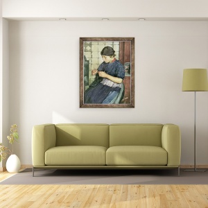 Tablou inramat - Walter Langley - Fata de tricotat, 60 x 80 cm - Img 2