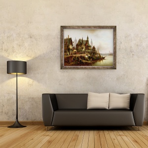 Tablou inramat - Wilhelm Meyerheim - Pe mal, 60 x 80 cm - Img 2