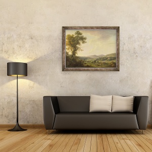 Tablou inramat - William Ashford - Peisaj cu Haymakers si o vedere indepartata a unei case georgiene, 60 x 80 cm - Img 2