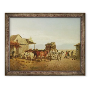 Tablou inramat - William Hahn - California Stagecoach Halt, 70 x 90 cm