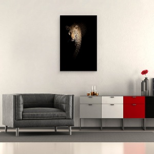 Tablou canvas - Afara Din Intuneric, Leopard, Fauna, Africa, Natura, Felina, Intunecos, 40 x 60 cm - Img 2