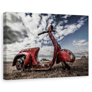 Tablou canvas - Amintiri Inramate, Islanda, Borgarfjordur, Peisaj, Vespa, Vechi, 60 x 90 cm