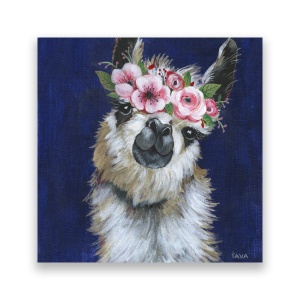 Tablou Canvas - Animal, Lama, Flori, Pictura, 60 x 60 cm