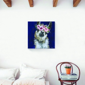 Tablou canvas lama și flori 60x60 cm