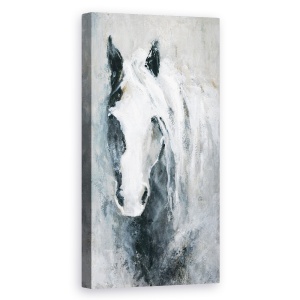 Tablou canvas - Animale, Cal Alb si Negru, Pictura , 50 x 100 cm