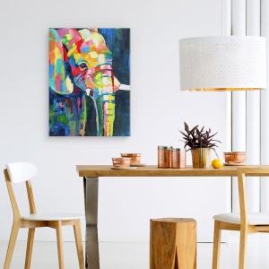 Tablou canvas - Animale, Diverse, Elefant Colorat, Pictura, 50 x 70 cm - Img 4
