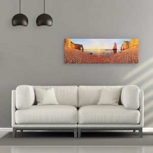 Tablou canvas - Apus de Soare, Panorama, Peisaj Marin, Soare, Roci, 30 x 90 cm - Img 2