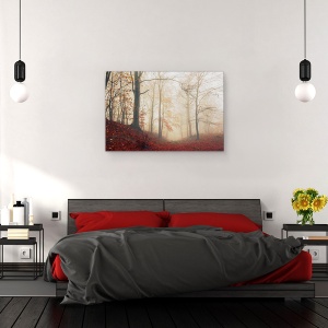 Tablou canvas - Asteptand Caprioara, Padure, Stare De Spirit, Ceata, Frunze, 40 x 60 cm - Img 3