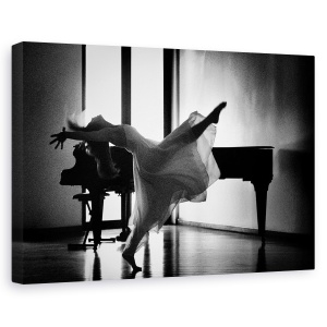 Tablou canvas - Balet, Performanta, Balet, Balerina, Alb-Negru, Pian, 40 x 60 cm