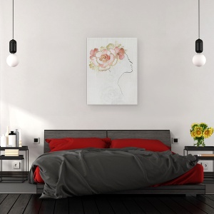 Tablou canvas - Barbat, Femeie, Abstract, Flori, Pictura, 50 x 70 cm - Img 3