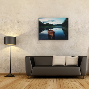 Tablou canvas - Barca In Ceata, Lac, Peisaj, Reflectie, 50 x 70 cm - Img 2