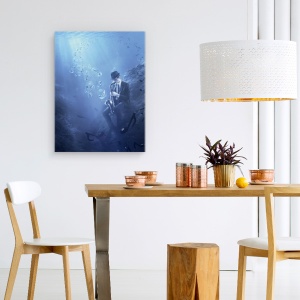 Tablou canvas - Blues, Albastru, Blues, Bule, Muzica, Muzician, 60 x 80 cm - Img 3