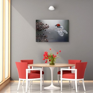 Tablou canvas - Buburuza pe hortensie , Flori, Insecte, Rosu, Toamna, 80 x 120 cm - Img 4