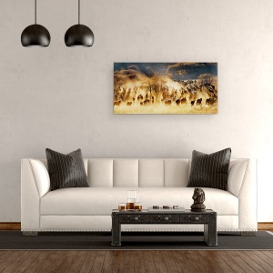 Tablou canvas - Cai, Mongolia, Cai, Apus De Soare, China, Cal, 50 x 100 cm - Img 2