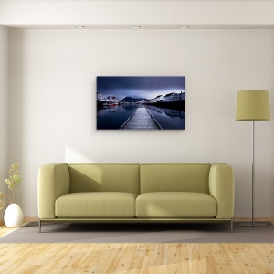 Tablou Canvas - Cand Noaptea Vine, Pod, Debarcader, Dig, Case, Rau, Cer, 50 x 80 cm - Img 2