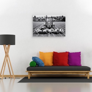 Tablou canvas - Capsuni, Renault, Lucratori, Fermieri, Alb-Negru, 40 x 60 cm - Img 2